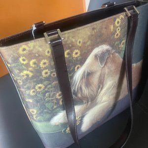 NEW Purse With Dog and Sunflowers  on both sides. Shoulder bag